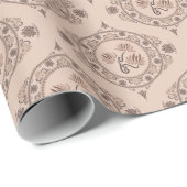 Papier Cadeau Mocha Rococo Revival Lotus Mandala Mid Ogee (Coin rond)