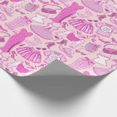 Papier Cadeau Mode Barbiecore rose et rose chaud personnalisé (Coin)