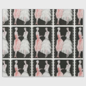 Papier Cadeau Mode rose et blanche vintage (Plat)