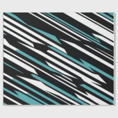 Papier Cadeau Modèle abstrait linéaire noir, blanc et teal (Plat)