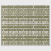 Papier Cadeau Modèle Art Déco 09 - Blanc sur Camouflage Vert (Plat)