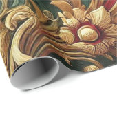 Papier Cadeau Modèle baroque Damas de luxe (Coin rond)