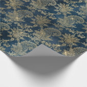 Papier Cadeau modèle céleste à fleurs dorées (Coin)