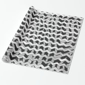 Papier Cadeau Modèle Chevron noir et gris Zebra (Déroulé)