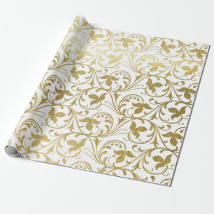 Papier Cadeau Modèle classique or Damask Floral Mariage Wrappin