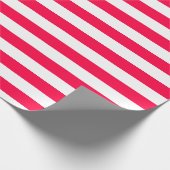 Papier Cadeau Modèle classique rouge de Noël blanc rayé (Coin)
