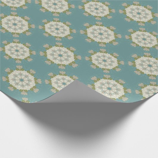 Papier Cadeau Modèle Damas avec éléments abstraits (Coin)