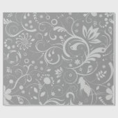 Papier Cadeau Modèle Damas, Damas gris, Damas français (Plat)