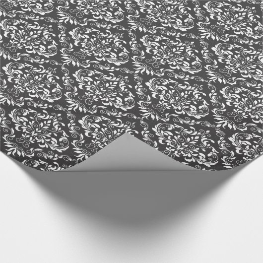 Papier Cadeau Modèle Damas noir blanc (Coin)