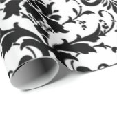 Papier Cadeau Modèle Damas noir et blanc (Coin rond)