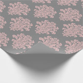Papier Cadeau Modèle Damas rose et gris (Coin)