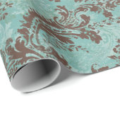 Papier Cadeau Modèle Damas vintage avec Monogramme (Coin rond)