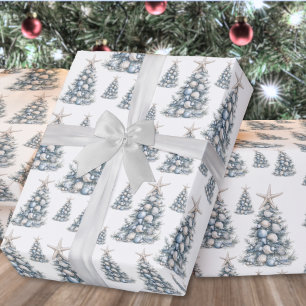 Papier Cadeau Modèle d'arbre de Noël en coquillages de plage