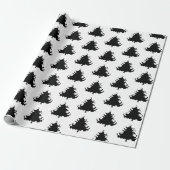 Papier Cadeau Modèle d'arbres de Noël noirs (Déroulé)