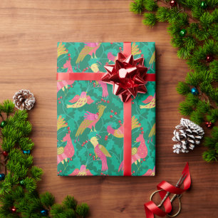 Papier Cadeau Modèle d'art folklorique pour Noël pour les oiseau
