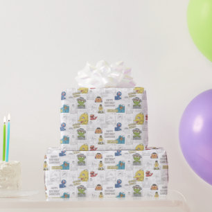 Papier Cadeau Modèle de bande dessinée vintage de Sesame Street