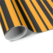 Papier Cadeau Modèle de bande verticale orange noir (Coin rond)