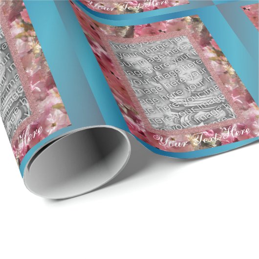 Papier Cadeau Modèle de cadre à fleurs rose (Coin rond)