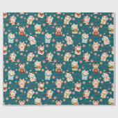 Papier Cadeau Modèle de chats chanceux Maneki Neko (Plat)