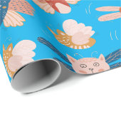 Papier Cadeau Modèle de chats d'ange mignon (Coin rond)