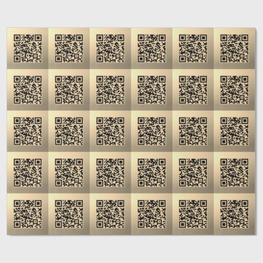Papier Cadeau Modèle de code QR immédiatement modifiable | Or Fa (Plat)