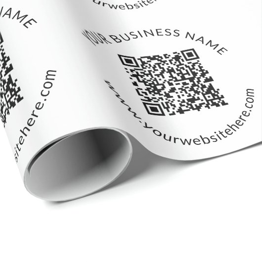 Papier Cadeau Modèle de code QR téléchargé avec texte modifiable (Coin rond)
