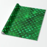 Papier Cadeau Modèle de cœurs de glamour vert émeraude<br><div class="desc">Papier d'emballage à motif de cœurs et de paillettes en vert émeraude métallisé.</div>