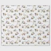 Papier Cadeau Modèle de construction de fouilleur jaune Petit co (Plat)