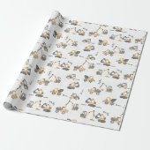 Papier Cadeau Modèle de construction de fouilleur jaune Petit co (Déroulé)