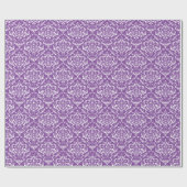 Papier Cadeau Modèle de Damas blanc violet (Plat)