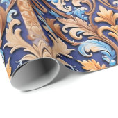 Papier Cadeau Modèle de Damas rustique occidental Denim Cuir (Coin rond)