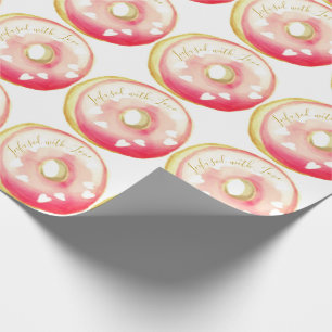 Papier Cadeau Modèle de Donut givré rose "infusé d'amour"