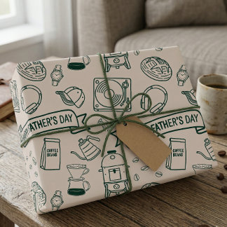 Papier Cadeau Modèle de Doodle de la Fête des Pères moderne Papa