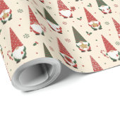 Papier Cadeau Modèle de fête de gnome de Noël (Coin rond)