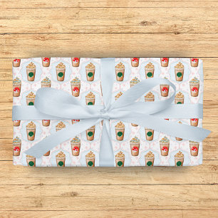 Papier Cadeau Modèle de flocon de neige de Latte de Noël Ogee