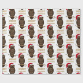 Papier Cadeau Modèle de hibou de Noël joyeux (Plat)
