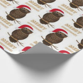 Papier Cadeau Modèle de hibou de Noël joyeux (Coin)