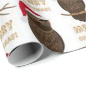 Papier Cadeau Modèle de hibou de Noël joyeux (Coin rond)