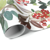 Papier Cadeau Modèle de houx de Noël moderne (Coin rond)