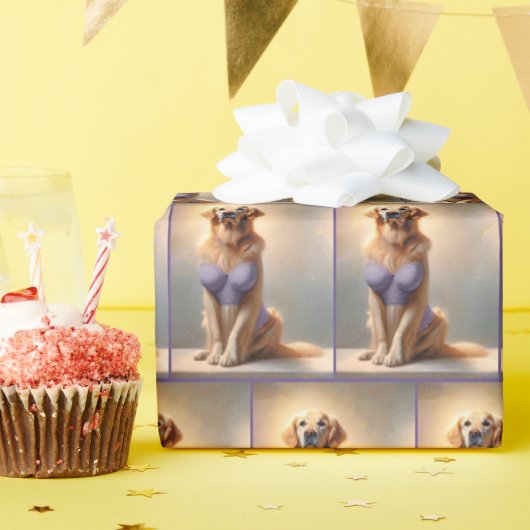 Papier Cadeau Modèle de lingerie Golden Retriever (Fête d'anniversaire)