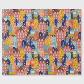 Papier Cadeau Modèle de maisons de ville de bloc de quartier (Plat)