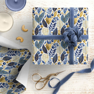 Papier Cadeau Modèle de Noël Blue Gold #21 ID1009