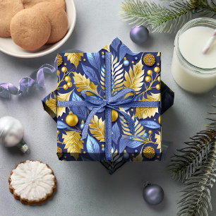 Papier Cadeau Modèle de Noël Blue Gold #22 ID1009