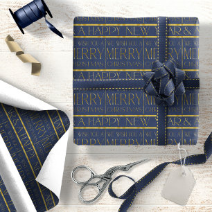 Papier Cadeau Modèle de Noël Blue Gold #34 ID1009