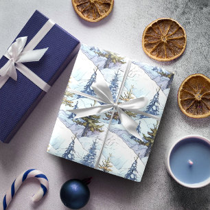 Papier Cadeau Modèle de Noël Blue Gold #4 ID1009