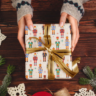 Papier Cadeau Modèle de Noël coloré de casse-noisette