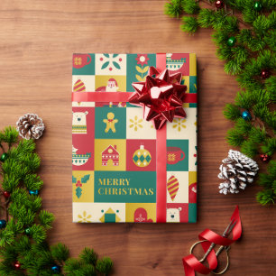 Papier Cadeau Modèle de Noël de style Bauhaus
