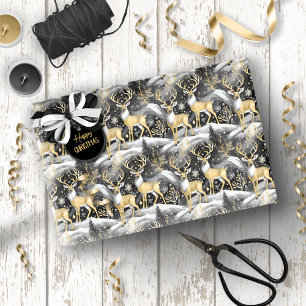 Papier Cadeau Modèle de Noël en or noir #14 ID1009