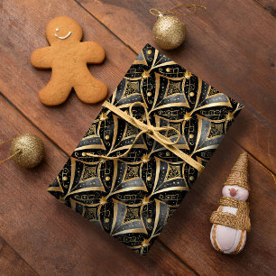 Papier Cadeau Modèle de Noël en or noir #15 ID1009