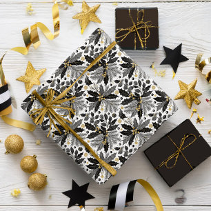 Papier Cadeau Modèle de Noël en or noir #17 ID1009